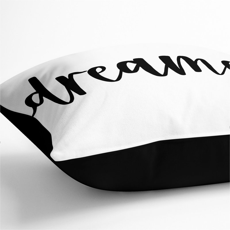 Sweet Dream No.3 Typography Square Throw Cushion, 55cm H x 55cm W x 20cm D, Black