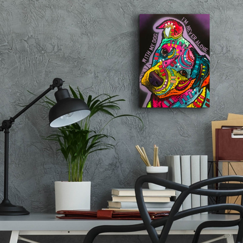 Red Barrel Studio® «With My Dog» par Dean Russo Studios, art mural en verre acrylique, ACR-40107