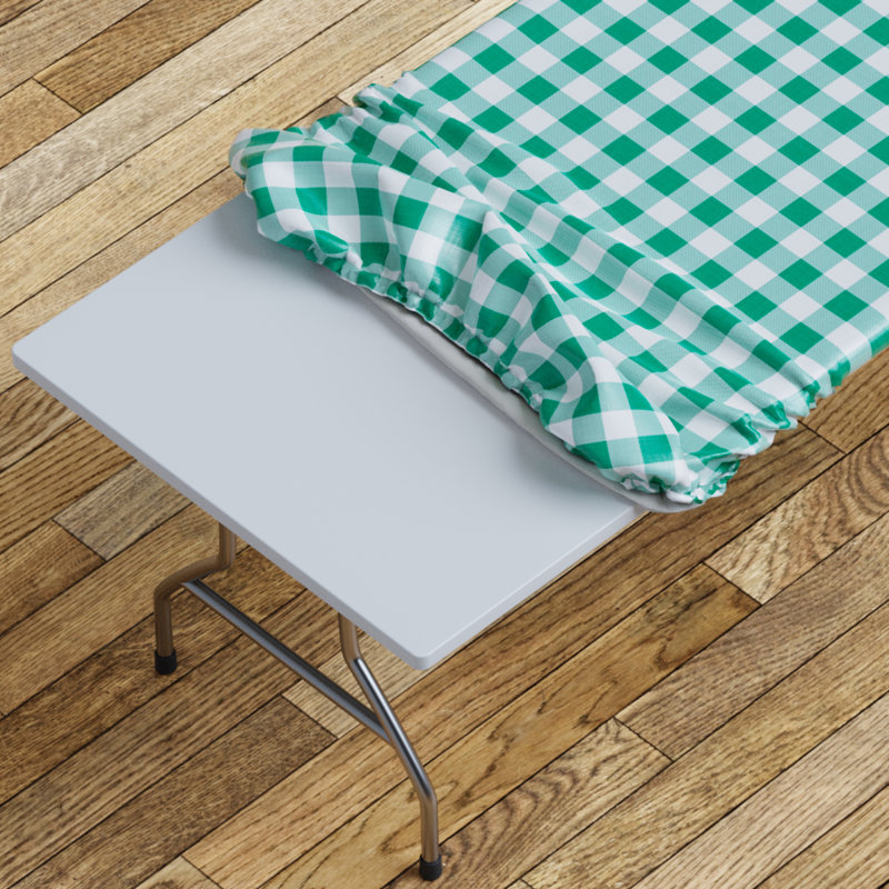 Vinyl Picnic Fited Tableclth Rectangle 48X24 Black, Green, 72" x 30"