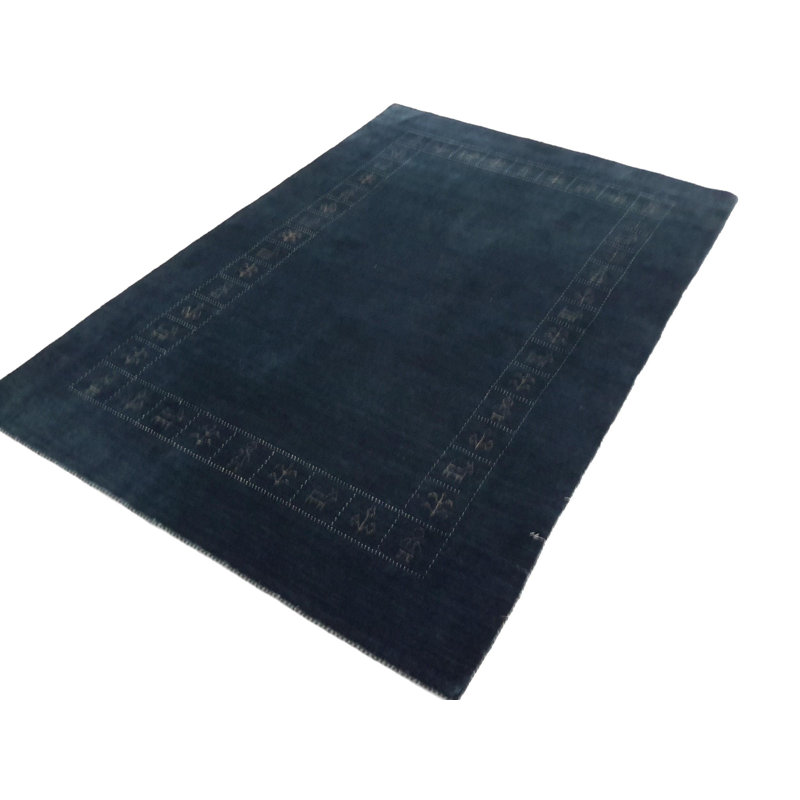 Canvello Hand Made Modern All Over Blue Indo Gabbeh Rug - 4'5'' X 6'7''