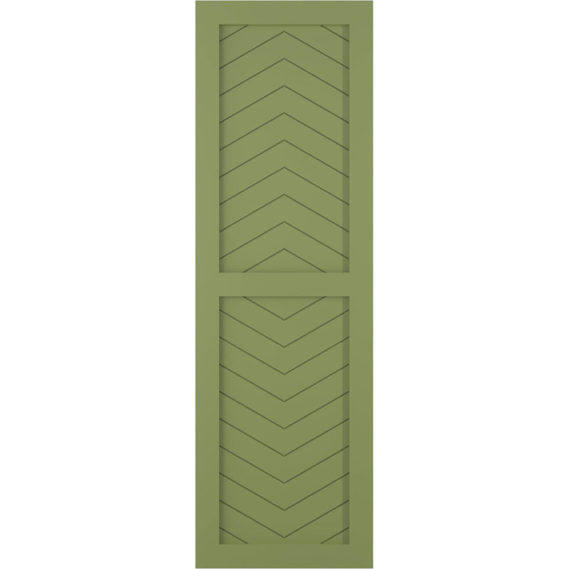 Volets à fixation fixe en PVC à deux panneaux de style moderne True Fit, Vert mousse, 15", 47"