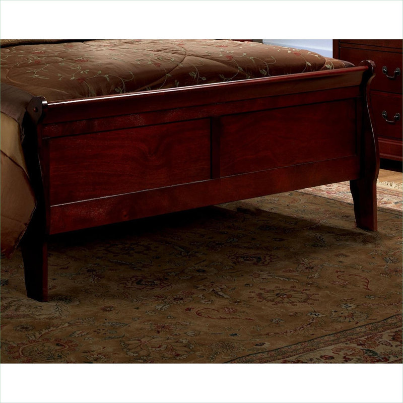 Structure de lit-bateau pleine grandeur en bois de cerisier massif pour utilisation dans la chambre principale, meubles de chambre à coucher de style transitionnel