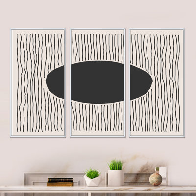 «Minimal Geometric Lines and Circle III», reproduction de cadre photo sur toile 3 pièces