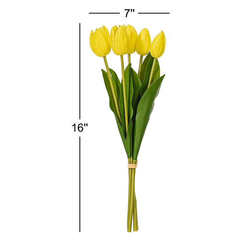 Vickerman 16"H Plum Tulip Bundle of 5., Yellow