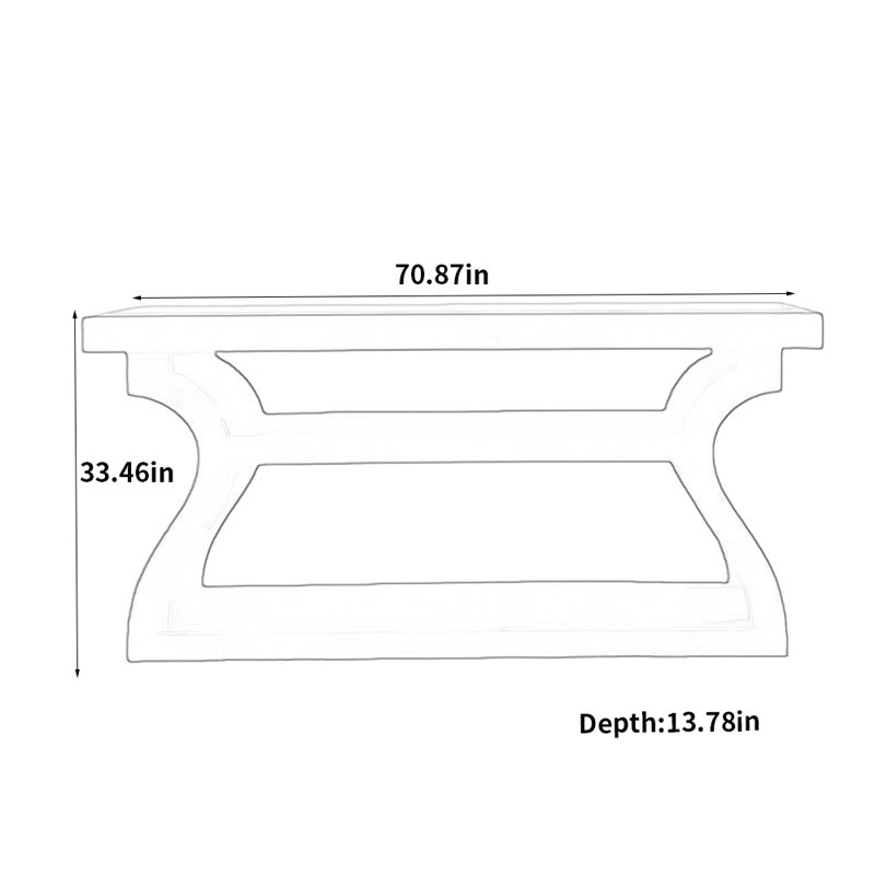 French-style minimalist entrance counter, 33.46" H x 70.87" W x 13.78" D