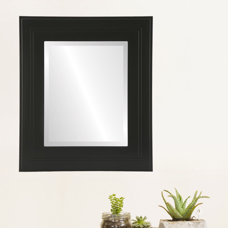 Miroir décoratif rectangulaire encadré Rubalcava, H 44 po x l 32 po, Noir mat