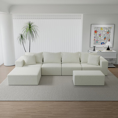 4 Seat Modular Sectional For Living Room, Cloud Couch With Oversized Chaise And 2 , 100% New Foam, Shrink , Pilling Smooth Skin Foam Couches Stain Ski
