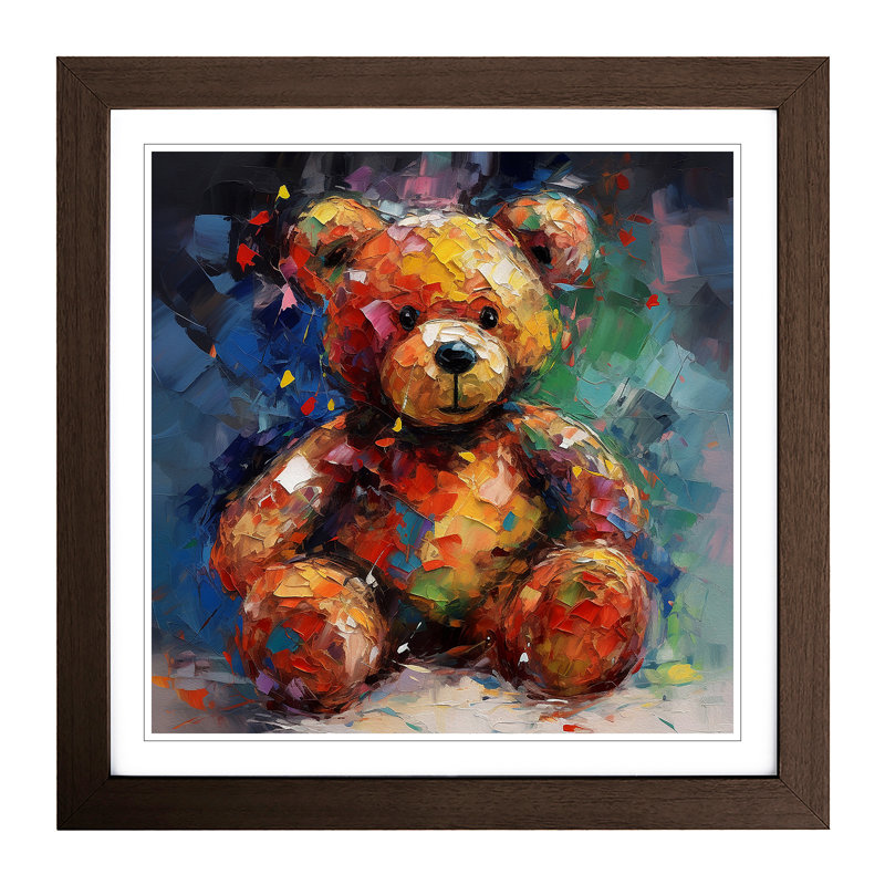 Teddy Bear Expressionism - Framed Print, Walnut