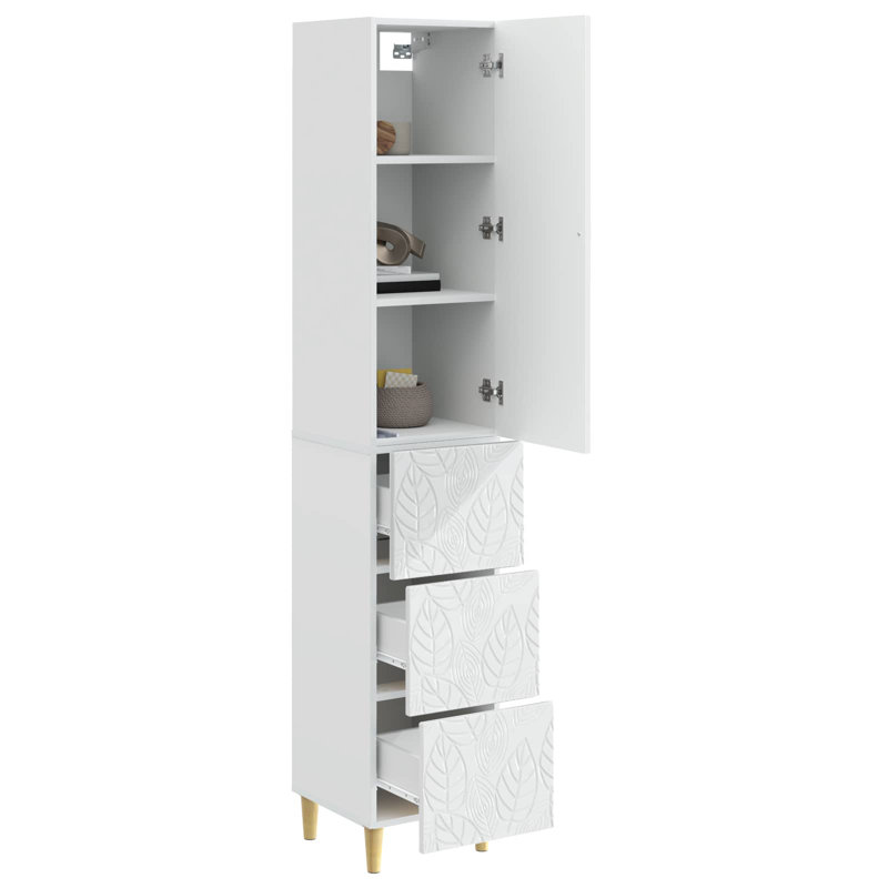  Cabinet Set 2 Pcs Engineered Wood Storage Home Office Compact Sideboard, High Gloss White