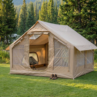 9.83 ft × 6.83 ft Inflatable Outdoor Camping Tent With Pump For 4-6 Person