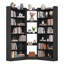 Bibliothèque en L en forme de L, étagère de rangement ouverte sur pied à 7 niveaux-1321112565