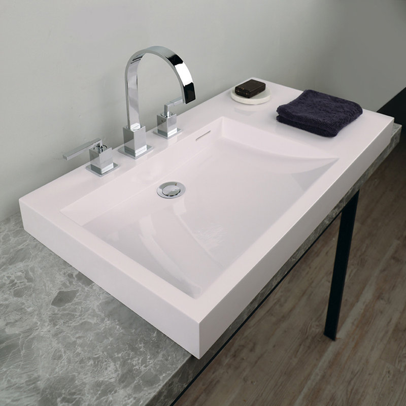 Luce 32'' L Bathroom Sink, Gloss White