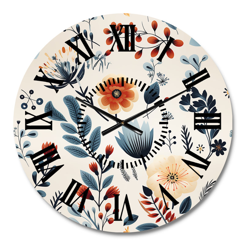 Horloge murale Nordic Blue Bloom, Médium