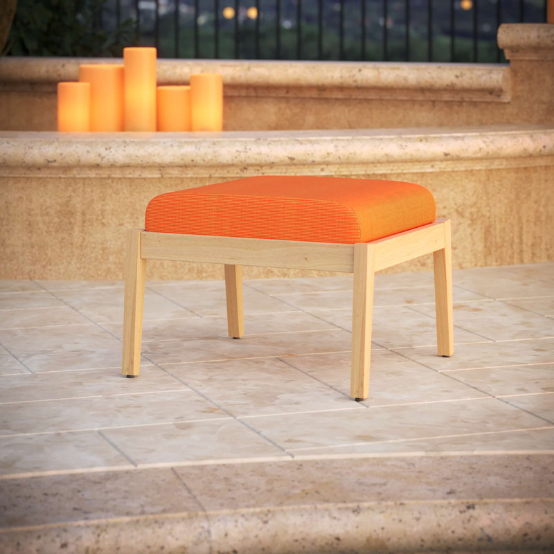 Lotta Lotta Sunbrella® Outdoor Ottoman Cushion, Sunbrella® Canvas Tangerine, 22" W x 20" D
