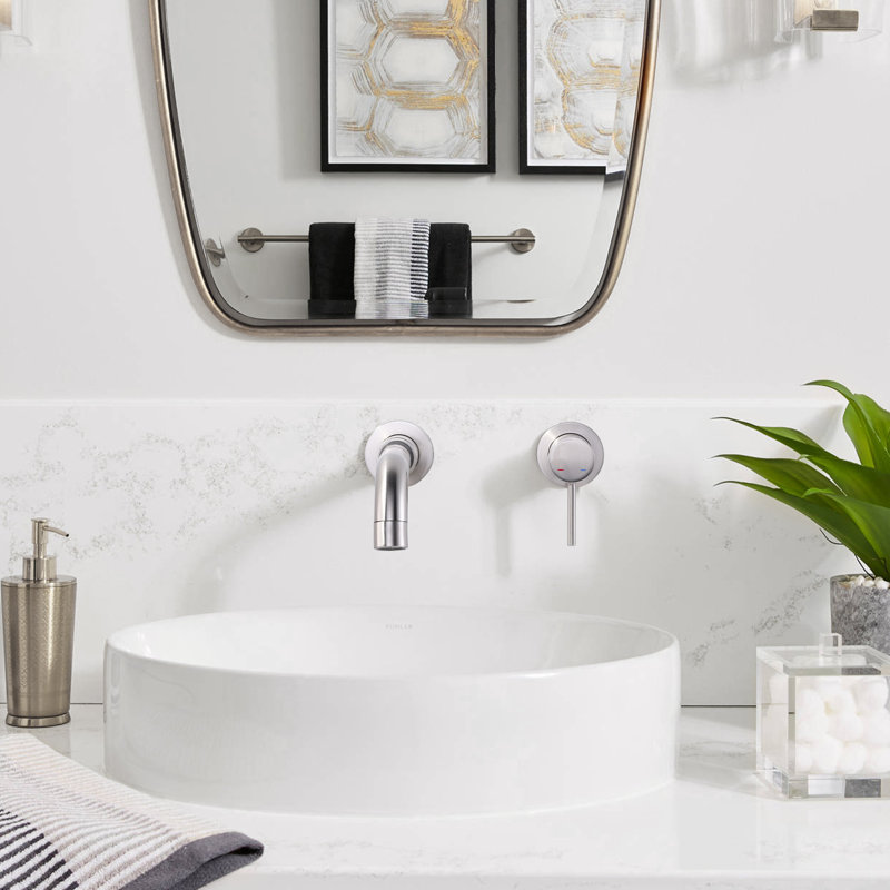 Robinet de salle de bain mural, Nickel brossé