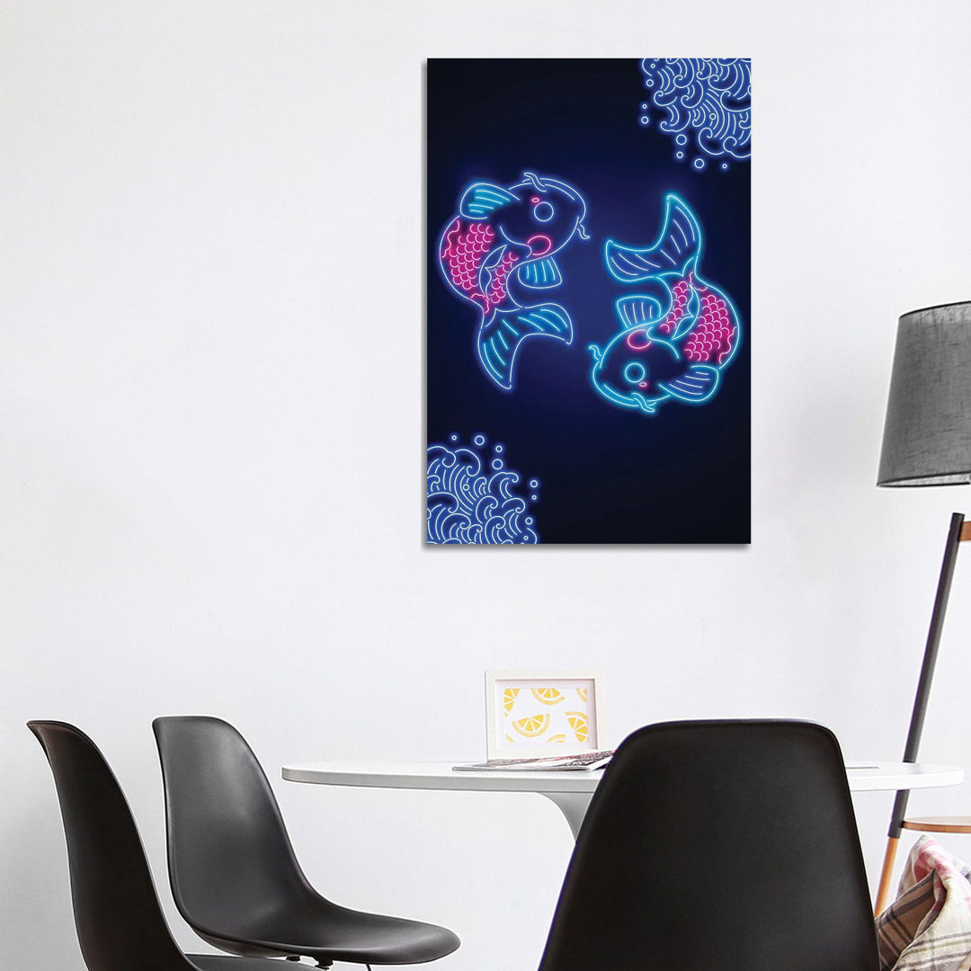 Neon Carp Koi von Donnie Art - Giclée auf Leinwand ohne Rahmen Galerie-verpackt