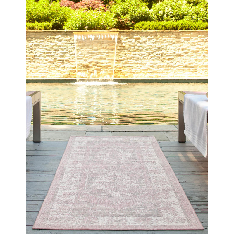 Tapis d'extérieur couleur nil rose, Tapis de couloir 2 pi 7 po x 12 pi