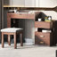 31 bureaux de maquillage multifonctionnels avec éclairage 3 couleurs, miroir caché et amplement de compartiments de rangement dans un meuble-lavabo rétractable 3 couleurs réglable-625001444