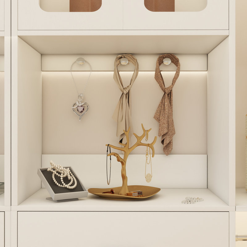 60" Closet System With Visualize Cabinet Door And Wooden Drawers, White