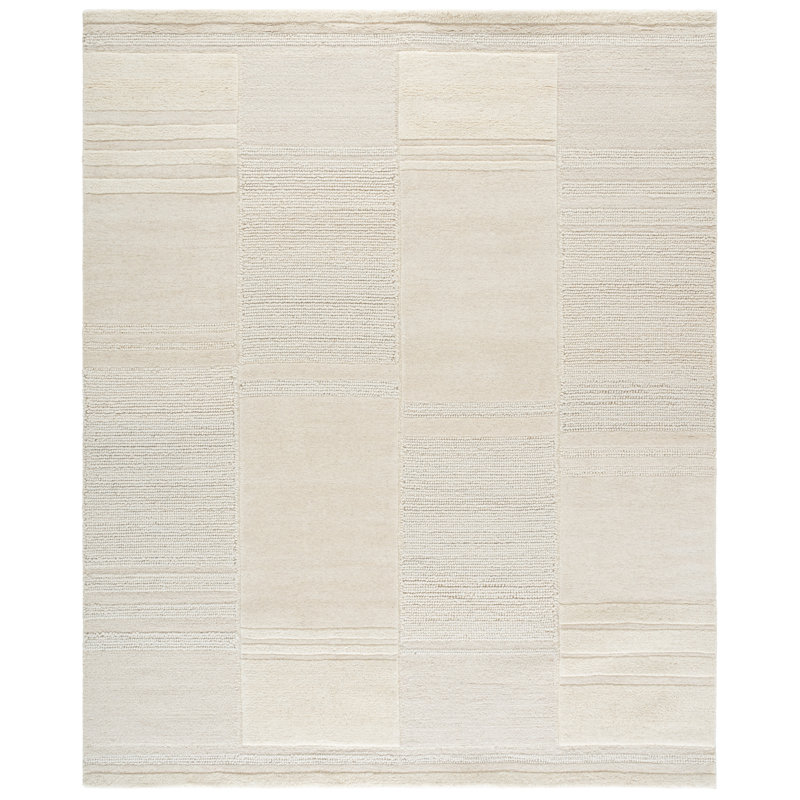 Tapis en coton touffeté à la main Manhattan en ivoire / beige Manhattan, Rectangle 8 pi x 10 pi