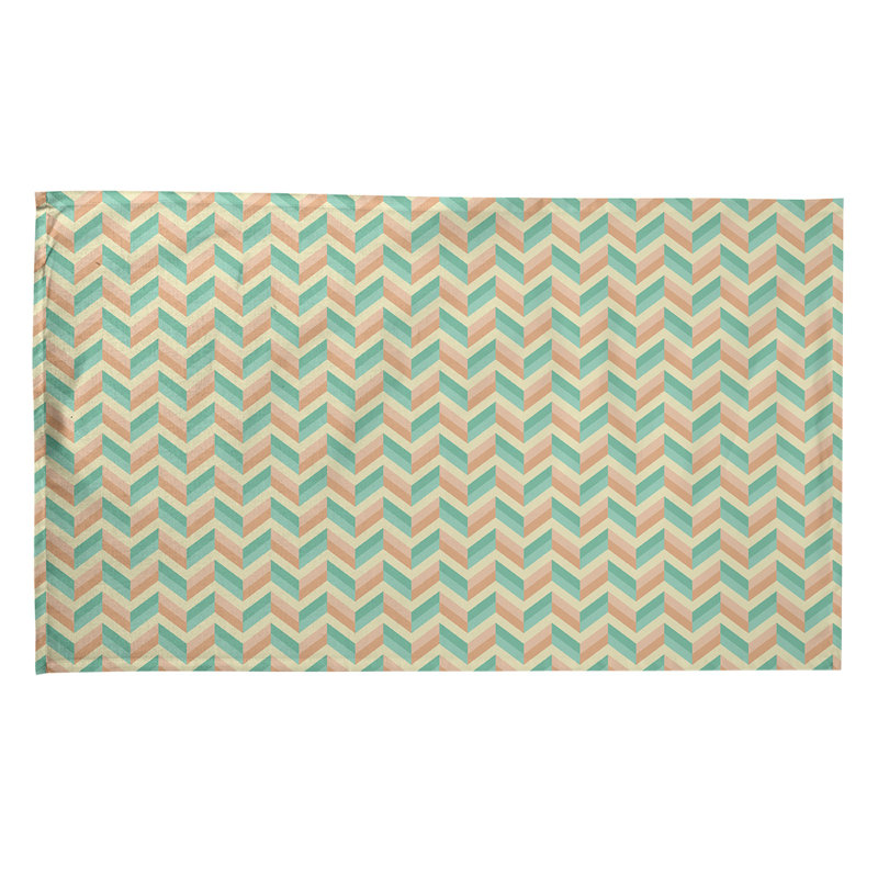 Serviette à thé chevron Mcguigan, Sergé de coton, Orange / vert / beige
