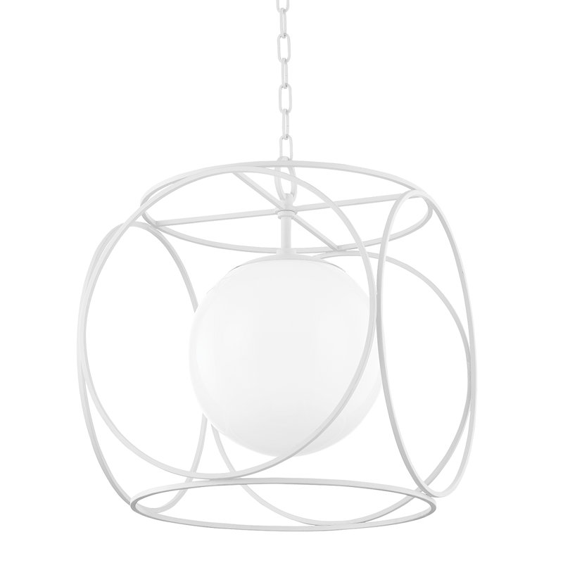 Petit luminaire suspendu CLAIRE 1, H 21,25 po x l 18 po x P 18 po, Texture blanche