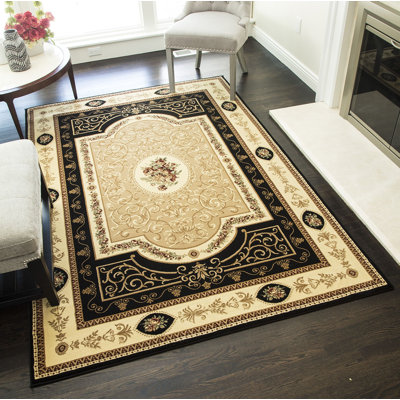 New Vision F. Aubusson Black Area Rug