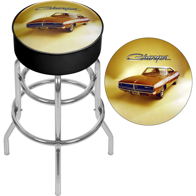 Swivel Backless 26'' Gray Metal Counter Stool with Chrome Legs