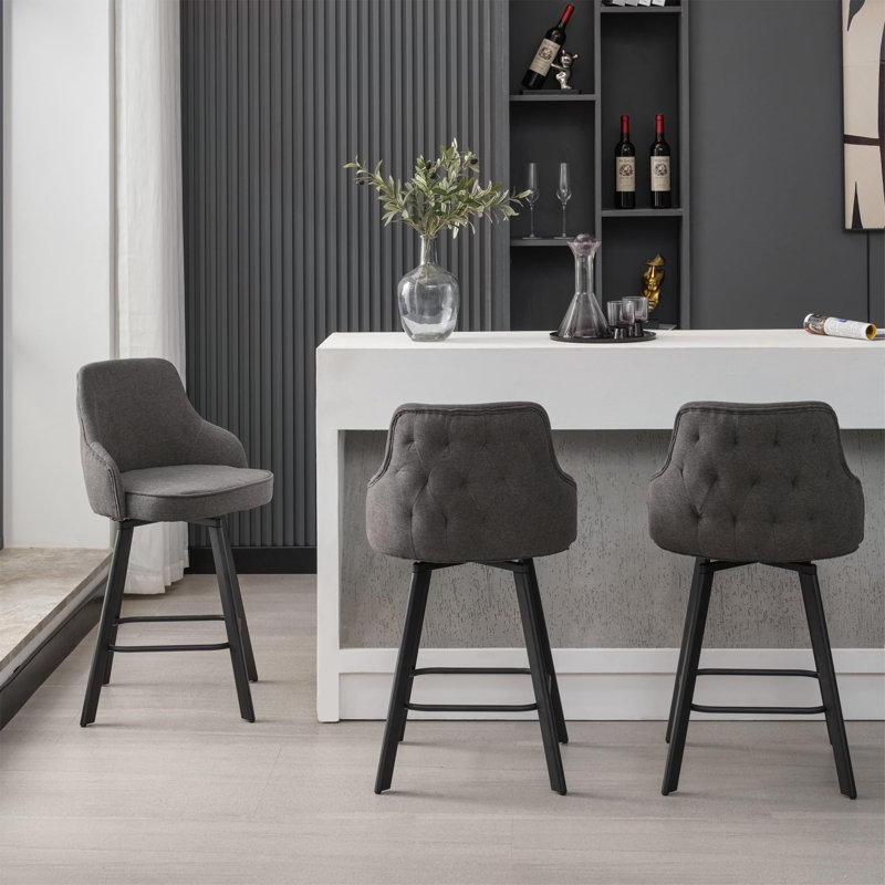 Bar Stools Set of 2/3/4, 26/30" Swivel High Back Bar Height Bar Stools, 3, Gray, Counter Stool (26" Seat Height)