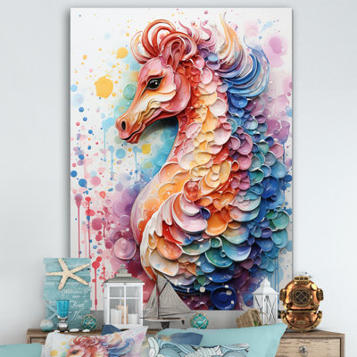 Hippocampe rose, élégance océanique - Hippocampe, art mural