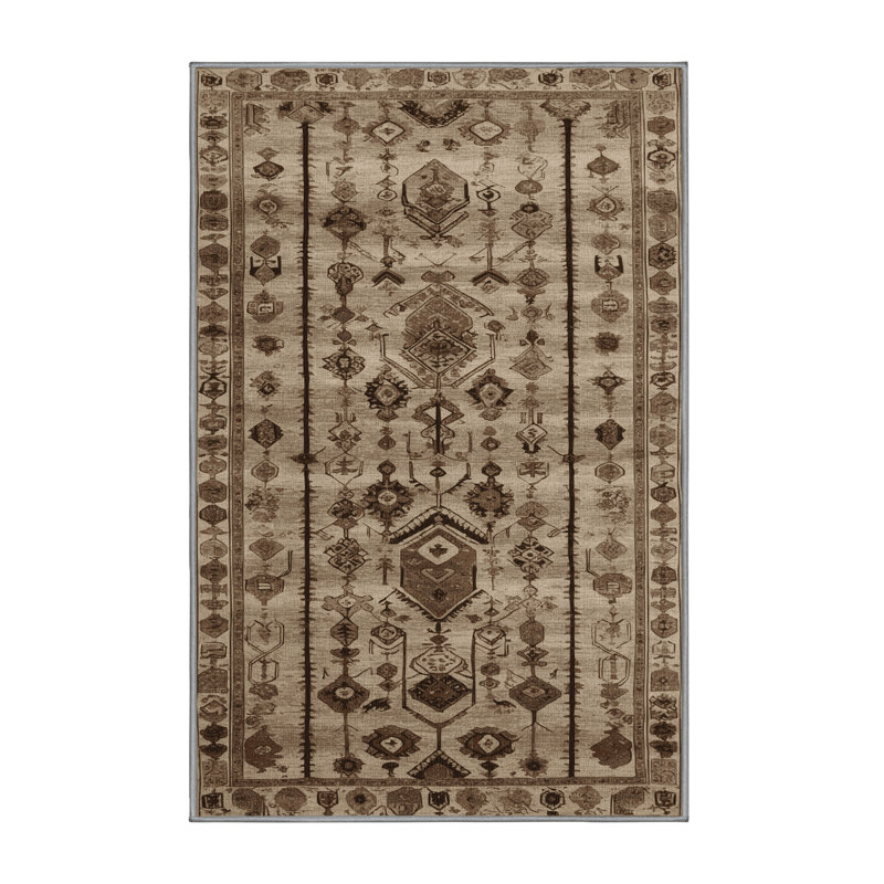 Tapis persan gris lavable à la machine, Rectangulaire 2 pi x 3 pi