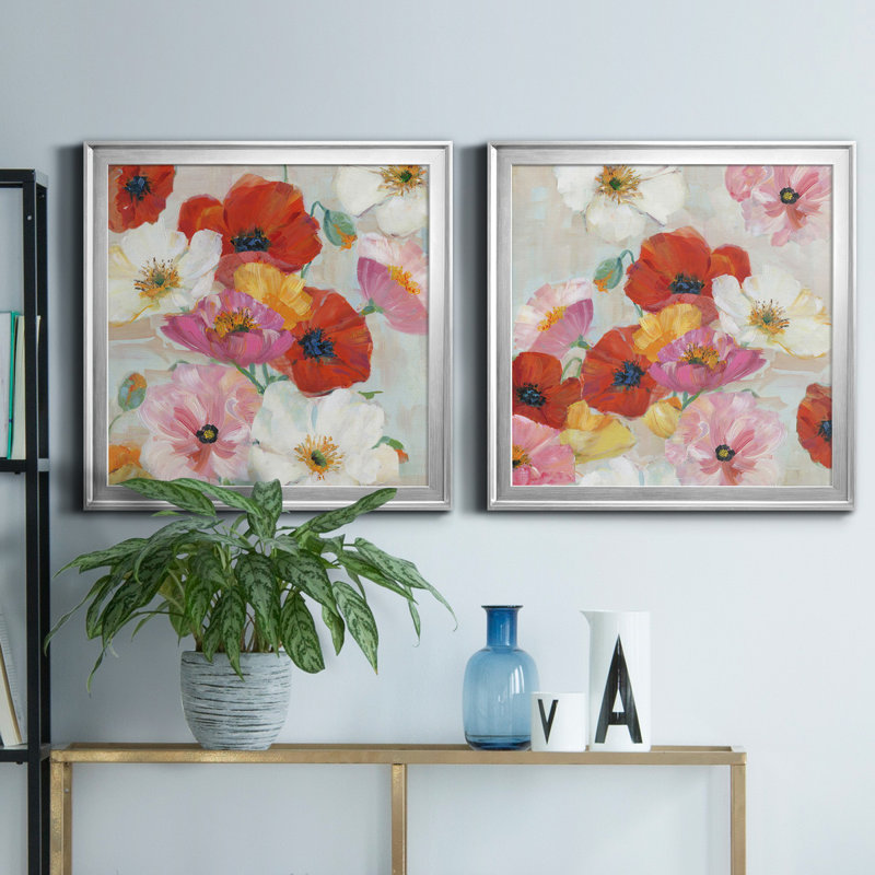 «Confetti Flowers I», reproduction de photo sur toile 2 pièces, H 22,5 po x l 45 po x P 1,5 po, Argent