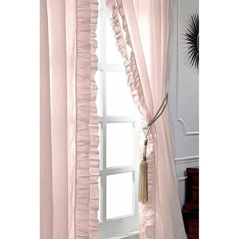 Banji Cotton Blend Semi Sheer Curtain Pair, Pink