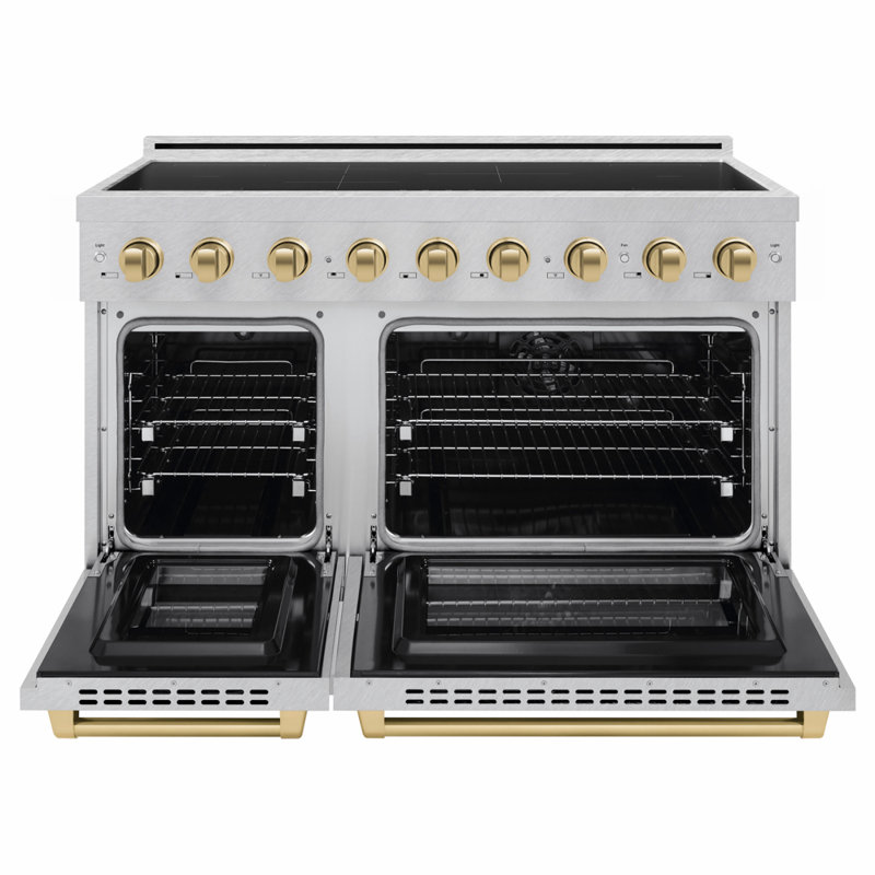 ZLINE Autograph 48 in. Satin Stainless Steel Paramount Induction Range w/ Champagne Bronze Accents