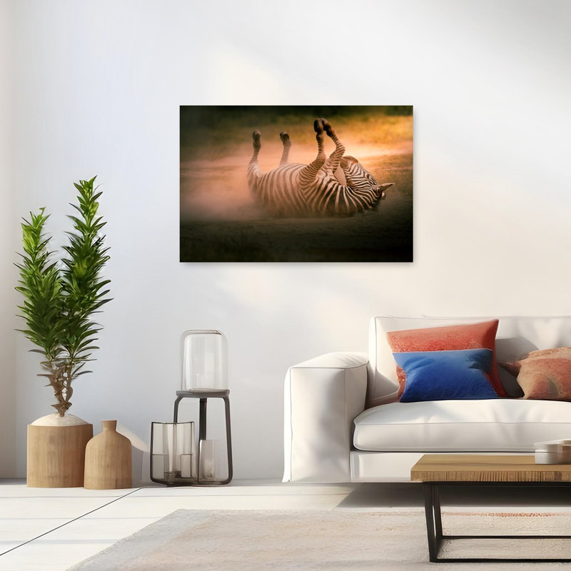 Art mural zébré contemporain, 32" H x 48" W