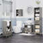 Armoire de rangement à piédestal, armoire de salle de bain sous le lavabo avec portes et tablette ouverte, meuble-lavabo