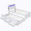 Lit plateforme avec tête de lit à DEL avec rangement, lit gigogne simple et 3 tiroirs-148594903