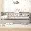 Lit de jour simple en bois avec couchette et barrière de sécurité, gris-124438792