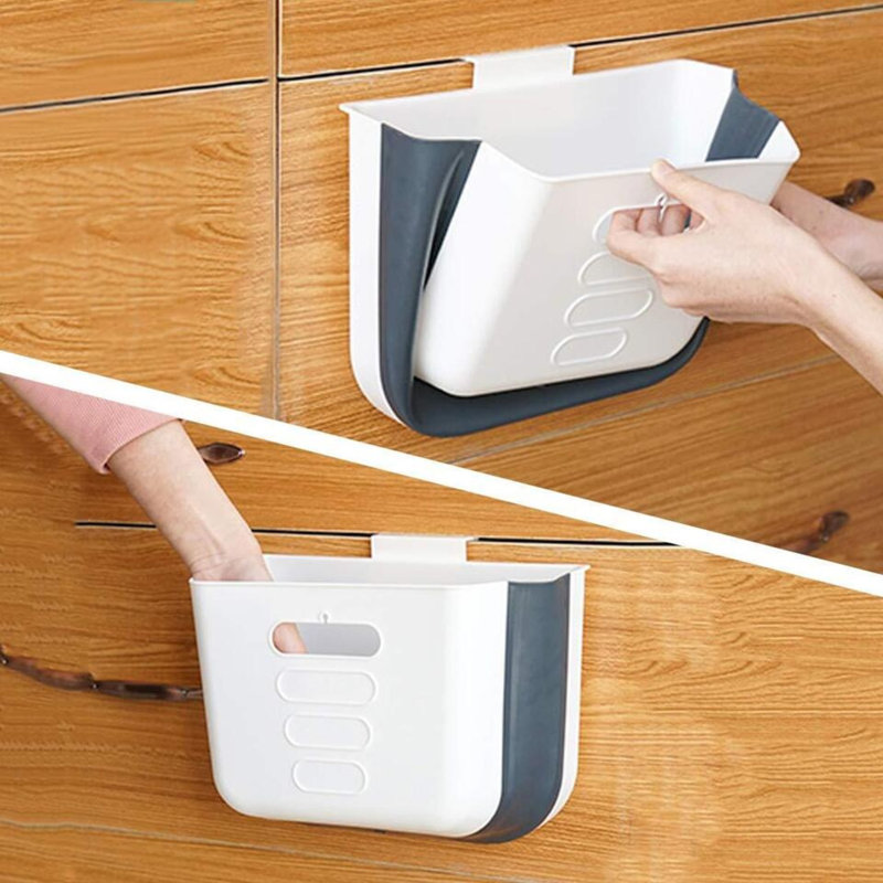 Branxton 1.9L Plastic Open Rubbish Bin Hanging Kitchen Waste Bin Small Trash Can Foldable Dustbin