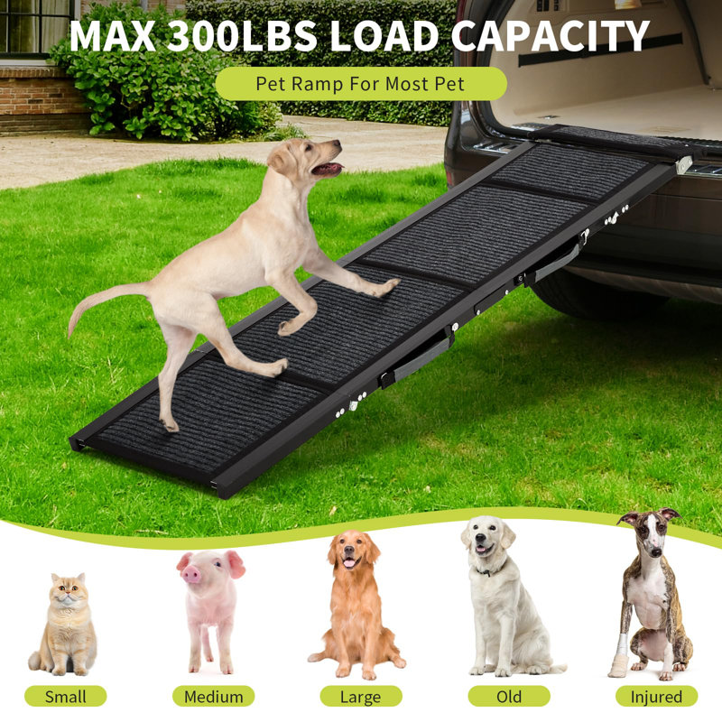 Rampe 71 po x 17 po robuste pour chien avec surface antidérapante