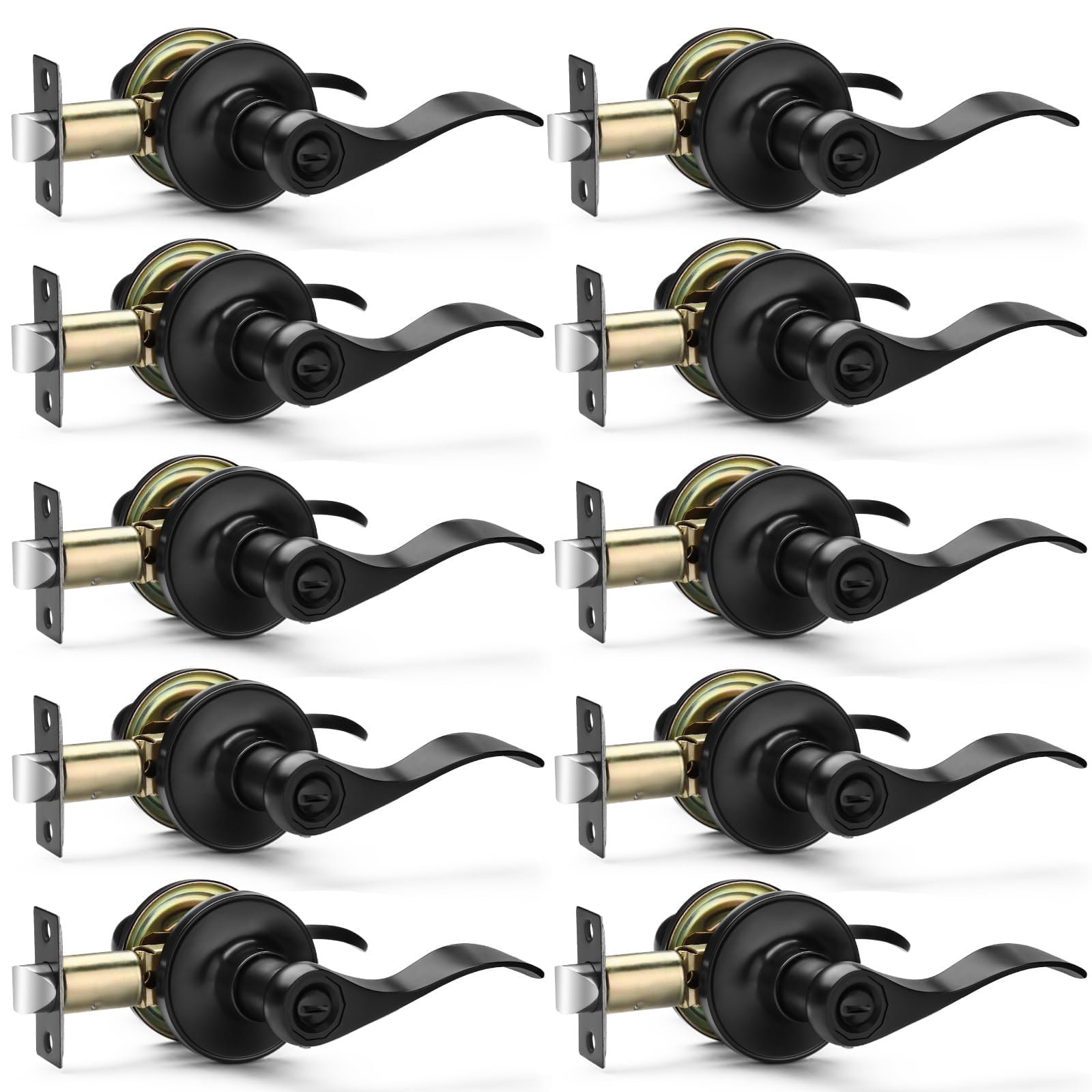 Sopoby 10 Pack Matte Black Door Handles Privacy Door Levers, Keyless Interior Door Knobs | Like - View #4