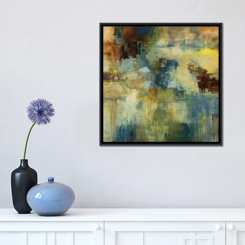 « horizoner ii », impression sur toile, H 18 po x l 18 po x P 1,5 po, Toile avec cadre noir, Pas de tapis