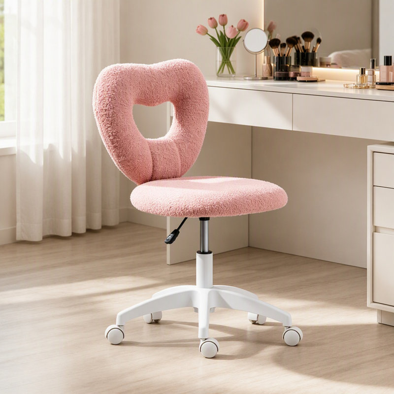 Fauteuil de bureau pivotant avec dossier en forme de cœur et hauteur ajustable