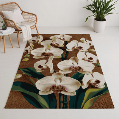 Tapis beige d'intérieur et d'extérieur Botanical