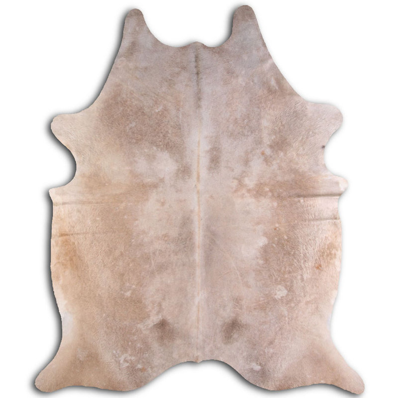 One-of-a-Kind Hand-Knotted 191cm x 187cm Cowhide Area Rug in Beige