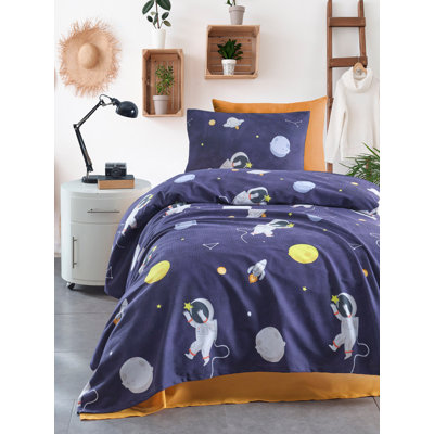 Couvre-lit simple Premium Premium bleu foncé, 62 x 93 | 100% coton, 280 g / m² | Lavable à la machine à 30 ° C | Une literie douce, durable et élégante pour une chambre à coucher confortable | Parfait pour un usage quotidien et facile d'entretien