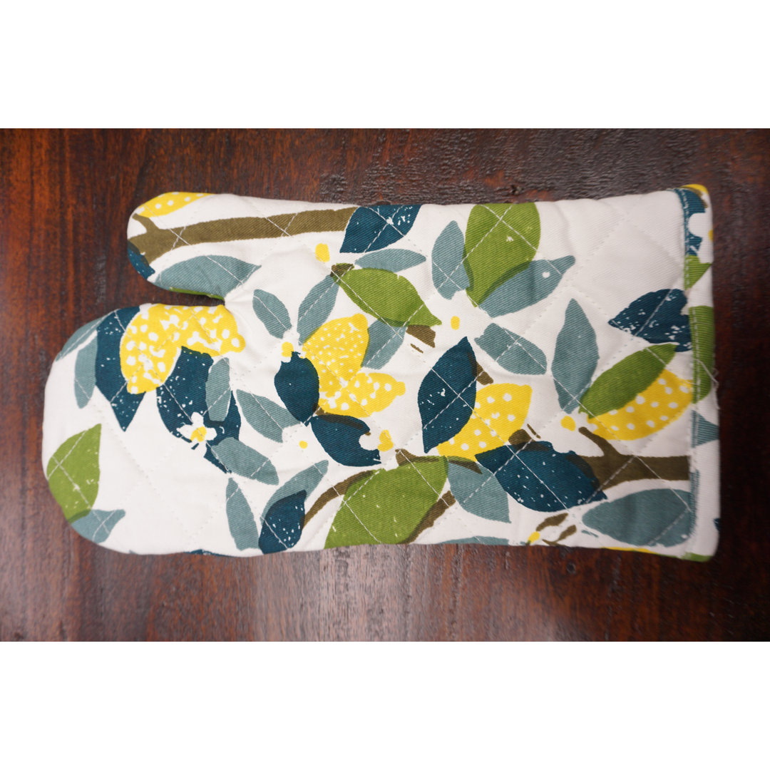 Home & Manor Floral Cotton Oven Mitt Home & Manor