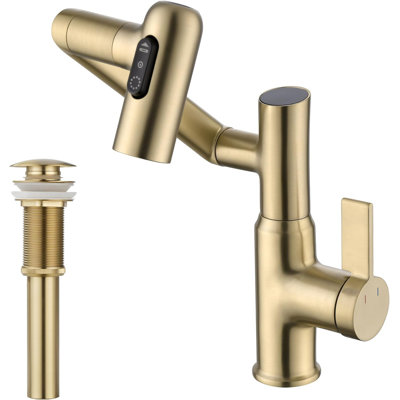 Lefton Rotatable Bathroom Faucet Bf2204 With Pop-up Sink Drain Stopper Without Overflow D01