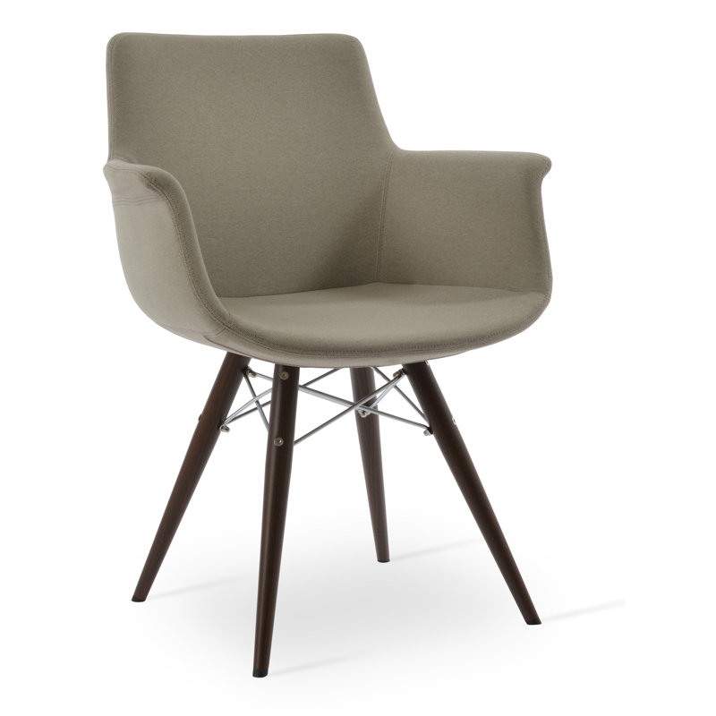 Bottega Metal Solid Back Arm Chair, Light Gray, Stainless Steel