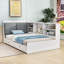 Lit plateforme en bois avec tiroirs, tablettes et tête de lit-33246463